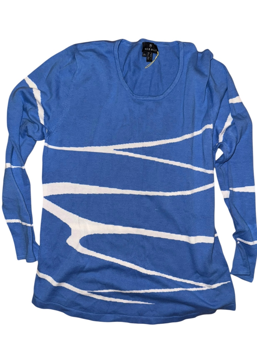Marble blue abstract print sweater UK
size 3/US L great Preloved condition